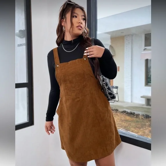 SHEIN Corduroy Overall Mini Dress – Perfect for Layering - Picture 3 of 9